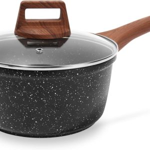 ESLITE LIFE Nonstick Sauce Pan with Lid. 2.5 QT Small Soup Pot Compatible with All Stovetops (Gas. Electric & Induction). PFOA Free. Black: Home & Kitchen