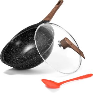 ESLITE LIFE Nonstick Woks & Stir-fry Pans. Deep Frying Pan with Lid Induction Compatible (5 Quart // 12 Inch): Home & Kitchen