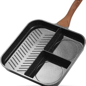 ESLITE LIFE 11 Inch Nonstick Divided Grill Pan for Indoor Cooking.