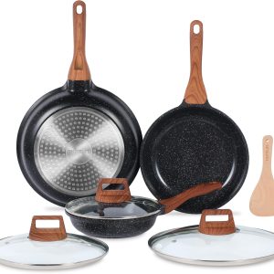 ESLITE LIFE Nonstick Ceramic Frying Pans Skillets Set with Lids.