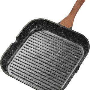 ESLITE LIFE 9.5 Inch Nonstick Grill Pan for Indoor Cooking.